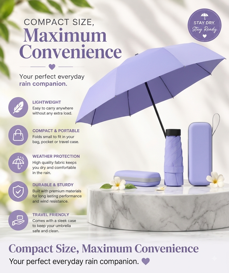 Premium™ Pocket Travel Umbrella with Protective Case