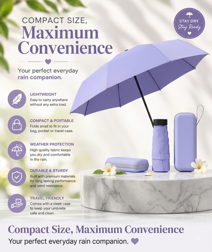Premium™ Pocket Travel Umbrella with Protective Case